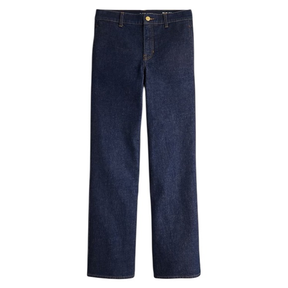 J Crew full length dark raw navy straight leg trouser jean